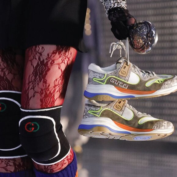 GUCCI SNEAKERS ULTRAPACE LIZARD LEATHER SHOES w LOGO sz 39.5 G 9.5 US - Picture 3 of 15